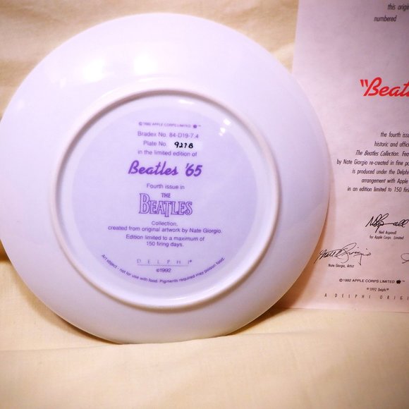 The BEATLES *** Beatles '65 *** Collector's Plate No. 927B ~ - Picture 2 of 2